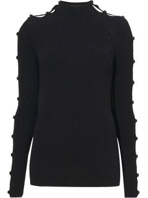 Proenza Schouler pull en maille nervurée à détails de boutons - Noir