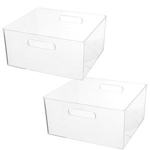 Set van 2x stuks creme potjes/flesjes/make-up houder/box vierkant 31 x 15 cm van kunststof