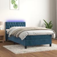 Boxspring met matras en LED fluweel donkerblauw 100x200 cm