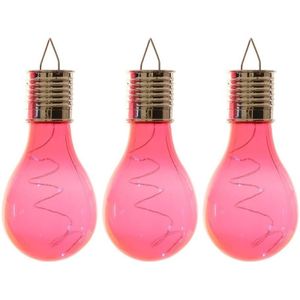 3x Buiten LED rode lampbolletjes solar verlichting 14 cm