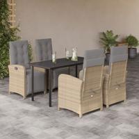 5-delige Tuinset met kussens poly rattan beige