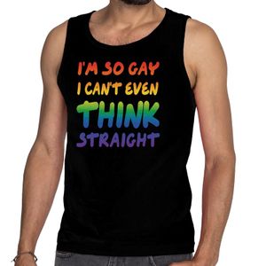 I am so gay i cant even think straight tanktop zwart heren