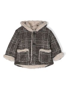 Douuod Kids manteau en peau lainée artificielle à carreaux - Noir