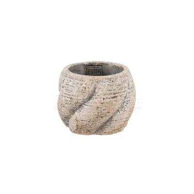 PTMD Bloempot Evanthia Taupe Swirl Laag Ø12cm