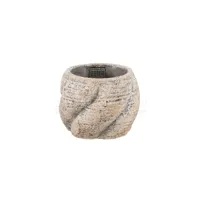 PTMD Bloempot Evanthia Taupe Swirl Laag Ø12cm
