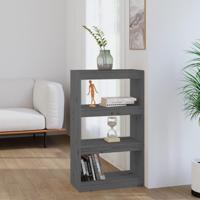 Boekenkast/kamerscherm 60x30x103,5 cm massief grenenhout grijs