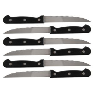 Steakmessen - set 6x - RVS - 21,5 cm - bestek - zwart