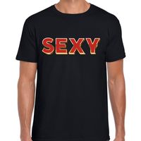 SEXY fun tekst t-shirt zwart met 3D effect voor heren - thumbnail