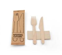 bestekset hout mes - vork - servet 100 stuks