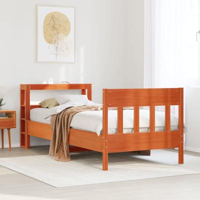 Bedframe zonder matras massief grenenhout wasbruin 75x190 cm