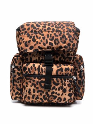 Dolce & Gabbana Kids sac à dos à imprimé léopard - Marron