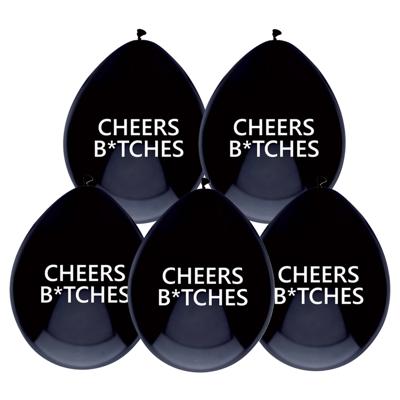 Cheers Bitches print thema ballonnen - 5x stuks - Feestartikelen en versieringen - zwart