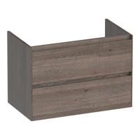 Brauer Inspire - Onderkast 80 cm - met 2 Softclose Lades Greeploos en 1 Sifon Uitsparing - Lamellen Eiken Zwart