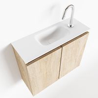 Toiletmeubel Mondiaz Ture | 60 cm | Meubelkleur Washed oak | Eden wastafel Talc Midden | 1 kraangat