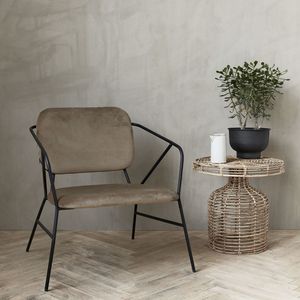 House Doctor Klever Lounge Chair Stof Lichtbruin