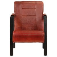 The Living Store Fauteuil Vintage - echt geitenleer - 60x80x87 cm - donkerbruin