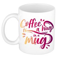Coffee hug in a mug cadeau mok / beker wit voor koffieliefhebber - feest mokken