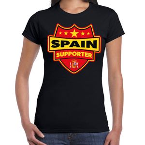 Spanje / Spain schild supporter t-shirt zwart voor dames