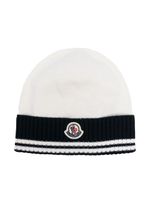 Moncler Enfant bonnet à bords rayés - Blanc - thumbnail