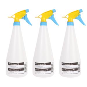 Plantenspuit - 3x - transparant/geel/blauw - kunststof - 1L - plantenverzorging