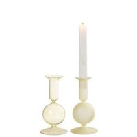 J-Line kandelaar Bal - glas - transparant|lichtgeel - small - 2 stuks