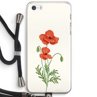 Red poppy: iPhone 5 / 5S / SE Transparant Hoesje met koord