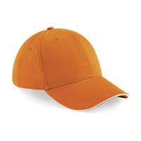 Beechfield Pet - oranje met wit - 6 panel baseballcap - volwassenen - katoen