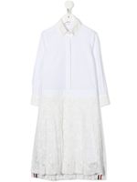 Thom Browne Kids robe-chemise à détails en dentelle - Blanc