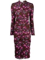 DVF Diane von Furstenberg robe froncée à fleurs - Marron - thumbnail