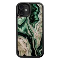 iPhone 11 zwarte case - Green waves