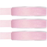 3x Hobby/decoratie roze organza sierlinten 1,5 cm/15 mm x 20 meter 3x Hobby/decoratie roze organza sierlinten 1,5 cm/15 mm x 20 meter