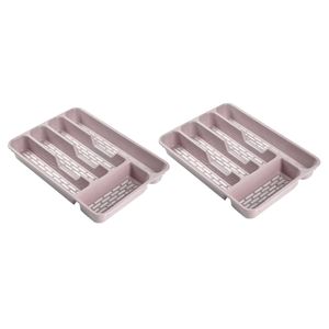 2x stuks bestekbakken/bestekhouders 5-vaks roze L33 x B24 x H4 cm