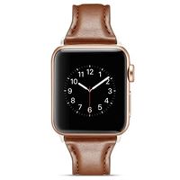 Apple Watch Series Ultra 2/Ultra/9/8/SE (2022)/7/SE/6/4/3/2/1 Slanke leren band - 49mm/45 mm/44 mm/42 mm - Koffie - thumbnail