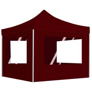 Partytent inklapbaar met wanden 2x2 m aluminium bordeauxrood