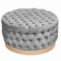 Voetensteun DKD Home Decor Grijs Polyester Hout MDF (78 x 78 x 40 cm)