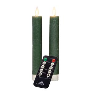 Anna's Collection LED dinerkaarsen - 2x st - jade groen - 18 cm -met afstandsbediening