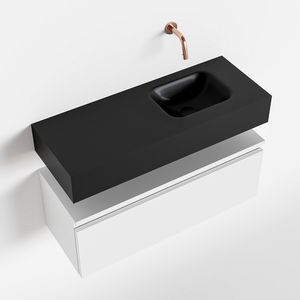 Toiletmeubel Mondiaz Andor | 80 cm | Meubelkleur Talc | Lex vrijhangend wastafel Urban Rechts | Zonder kraangat