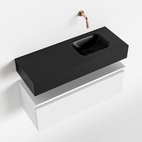 Toiletmeubel Mondiaz Andor | 80 cm | Meubelkleur Talc | Lex vrijhangend wastafel Urban Rechts | Zonder kraangat
