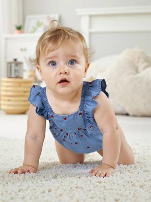 Baby Kurzoverall aus luftigem Denim double stone