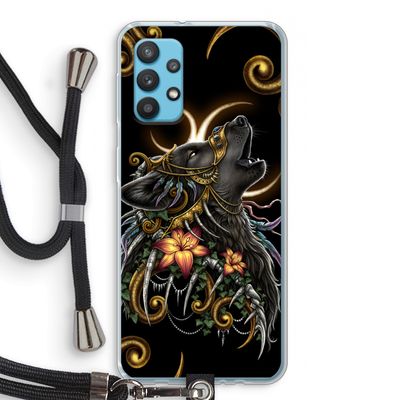 Huilende Wolf: Samsung Galaxy A32 4G Transparant Hoesje met koord