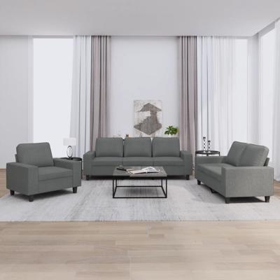 3-delige Loungeset stof donkergrijs
