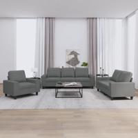 3-delige Loungeset stof donkergrijs