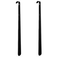 5Five Schoenlepel - 2x - 50 cm - metaal - zwart - met haak - instaphulp - schoenen