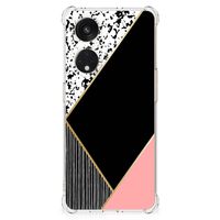 OPPO A98 Shockproof Case Zwart Roze Vormen - thumbnail