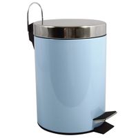 MSV Prullenbak/pedaalemmer - metaal - pastel blauw - 3 liter - 17 x 25 cm - Badkamer/toilet   -