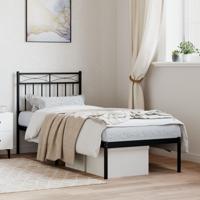 Bedframe met hoofdbord metaal zwart 80x200 cm