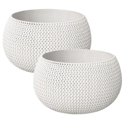 Tuin bloempot/plantenpot Splofy - 2x - rond - kunststof - wit - D18 x H16 cm - 2,3 liter