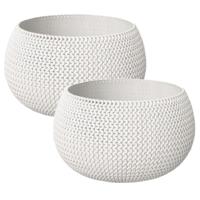 Tuin bloempot/plantenpot Splofy - 2x - rond - kunststof - wit - D18 x H16 cm - 2,3 liter