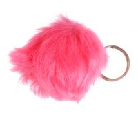LG Imports sleutelhanger Fluffy meisjes 8 cm textiel roze - thumbnail