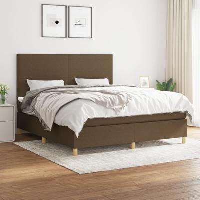 Boxspring met matras stof donkerbruin 180x200 cm